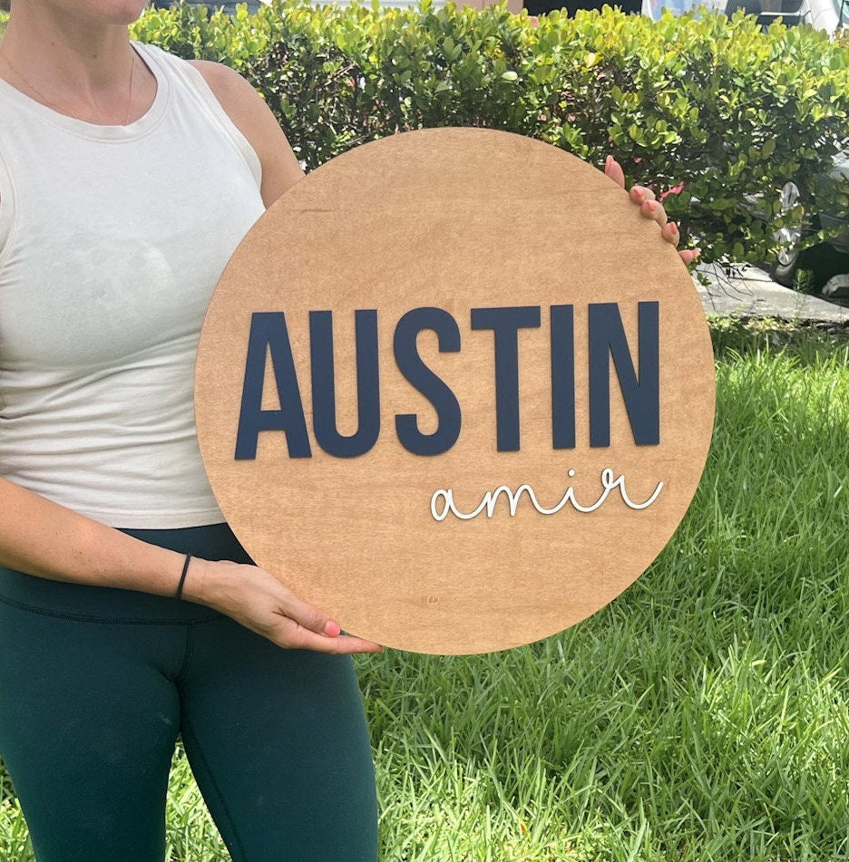 Nursery Name Sign, 3D Custom Name Sign, Baby Shower Gift, Round Wood Name Sign, Baby Name Sign, Name Reveal, Boy Nursery Theme, Crib Sign