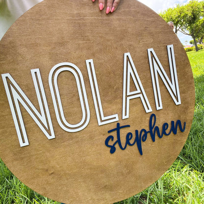Nursery Round Name Sign, 3D Custom Name Sign, Boy Nursery Name Sign, Wood Baby Name Sign, Above Crib Name Sign, Name sign for nursery girl