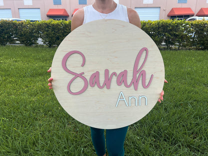 Nursery Name Sign, 3D Custom Name Sign, Baby Shower Gift, Round Wood Name Sign, Baby Name Sign, Name Reveal, Boy Nursery Theme, Crib Sign