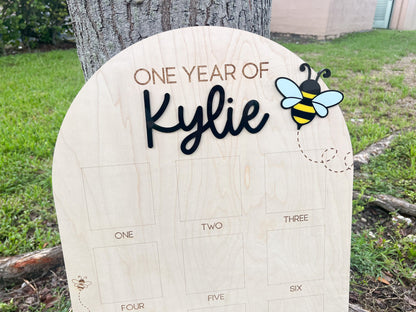 One year of Photo Board, Fun to Bee One Birthday Decor, Sweet to bee one party, Bumble Bee 1st bee day, Queen Bee first birthday party,