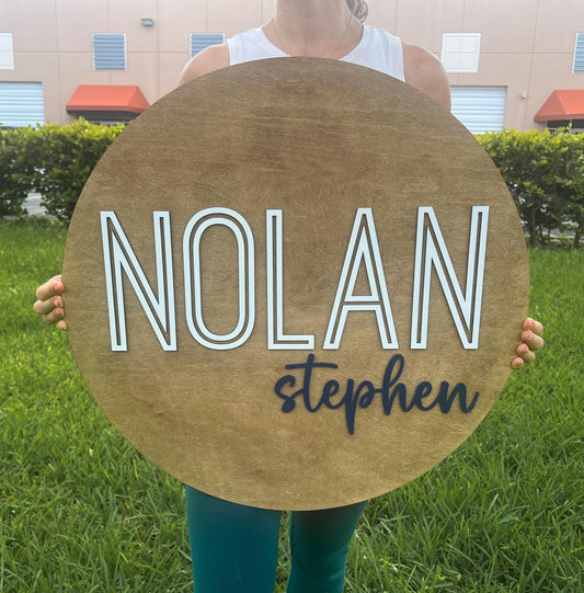 Nursery Name Sign, 3D Custom Name Sign, Baby Shower Gift, Round Wood Name Sign, Baby Name Sign, Name Reveal, Boy Nursery Theme, Crib Sign