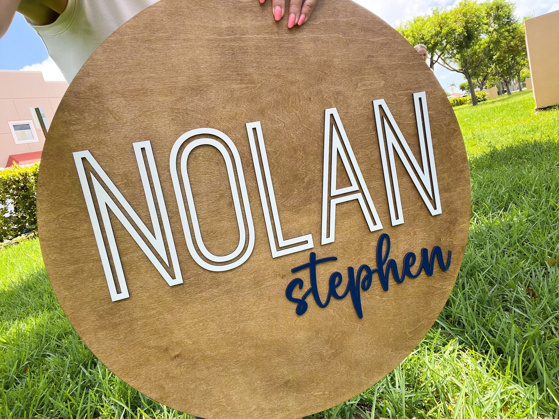 Nursery Name Sign, 3D Custom Name Sign, Baby Shower Gift, Round Wood Name Sign, Baby Name Sign, Name Reveal, Boy Nursery Theme, Crib Sign