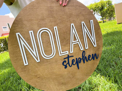 Nursery Name Sign, 3D Custom Name Sign, Baby Shower Gift, Round Wood Name Sign, Baby Name Sign, Name Reveal, Boy Nursery Theme, Crib Sign