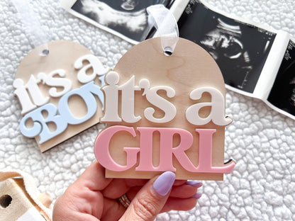 It's A Girl Christmas Ornament, It's a Boy Holiday Gender Reveal Ornament, Pregnancy Announcement, Baby Coming Soon Christmas Ornament