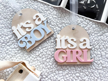It's A Girl Christmas Ornament, It's a Boy Holiday Gender Reveal Ornament, Pregnancy Announcement, Baby Coming Soon Christmas Ornament