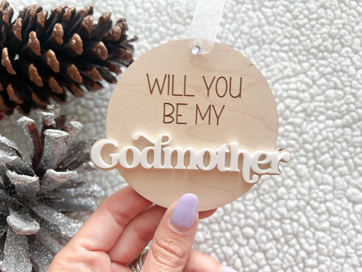 Will you be my Godmother & Godfather Christmas Ornament Set, Godparent Proposal Gift Idea, Godmother Ornament Proposal, Godparents Gift idea