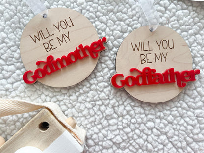 Will you be my Godmother & Godfather Christmas Ornament Set, Godparent Proposal Gift Idea, Godmother Ornament Proposal, Godparents Gift idea
