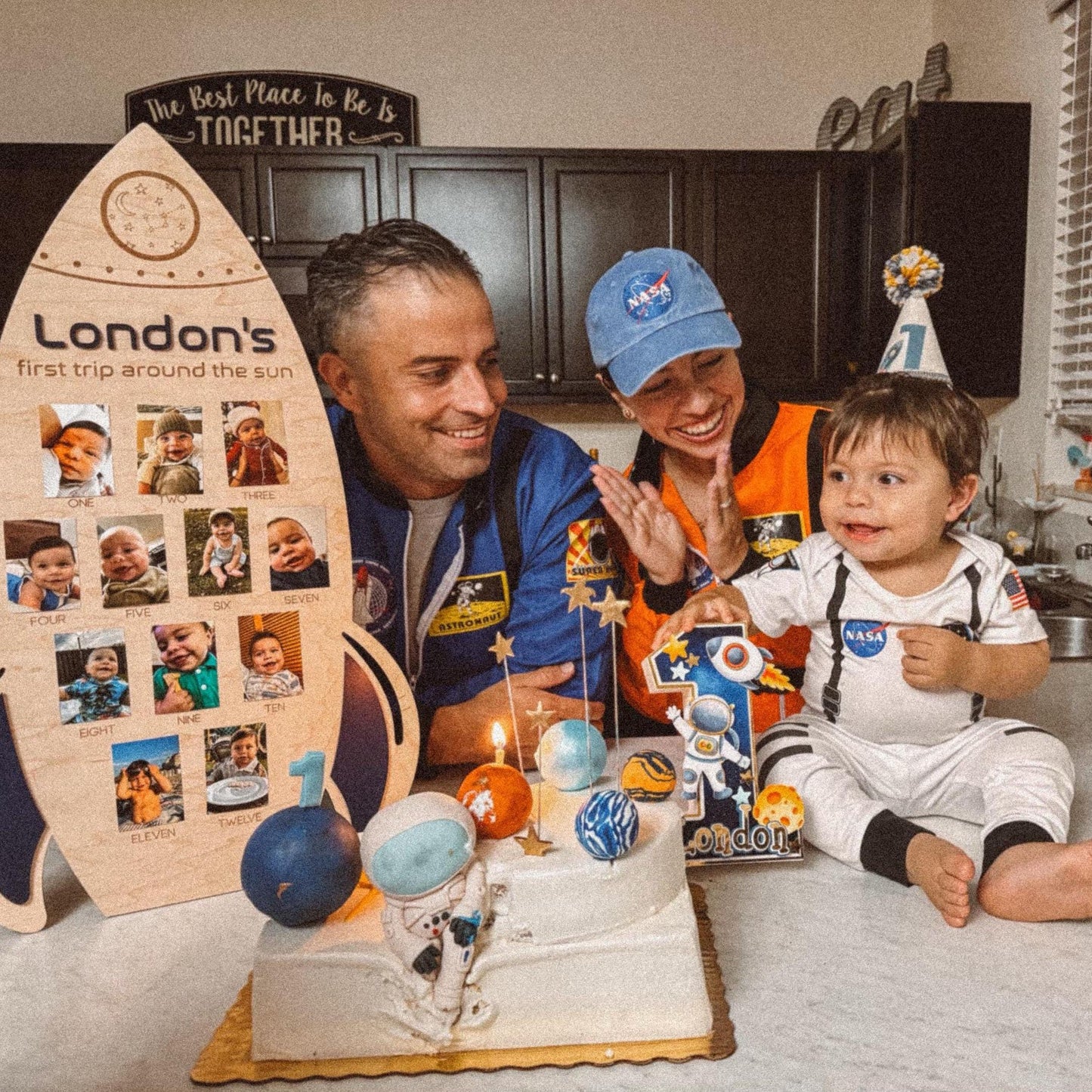 First Trip Around The Sun Monthly Photo Board, Galaxy First Birthday Photo Board, Outer Space Theme Baby First Birthday Rocket Ship Decor