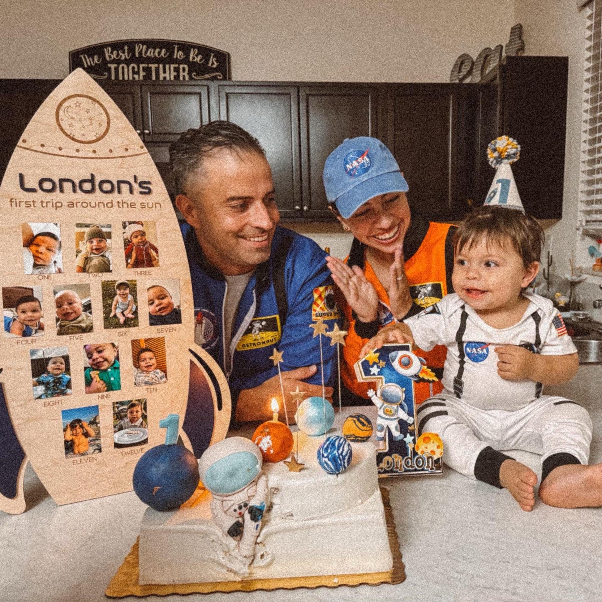 First Trip Around The Sun Monthly Photo Board, Galaxy First Birthday Photo Board, Outer Space Theme Baby First Birthday Rocket Ship Decor