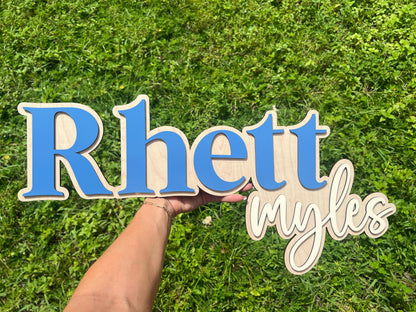 Above Crib Name Sign, Layered Name Sign for Nursery, Large Wood Baby Name Sign, Girl Name Sign, Layered Baby Name Sign, Boy Name Sign