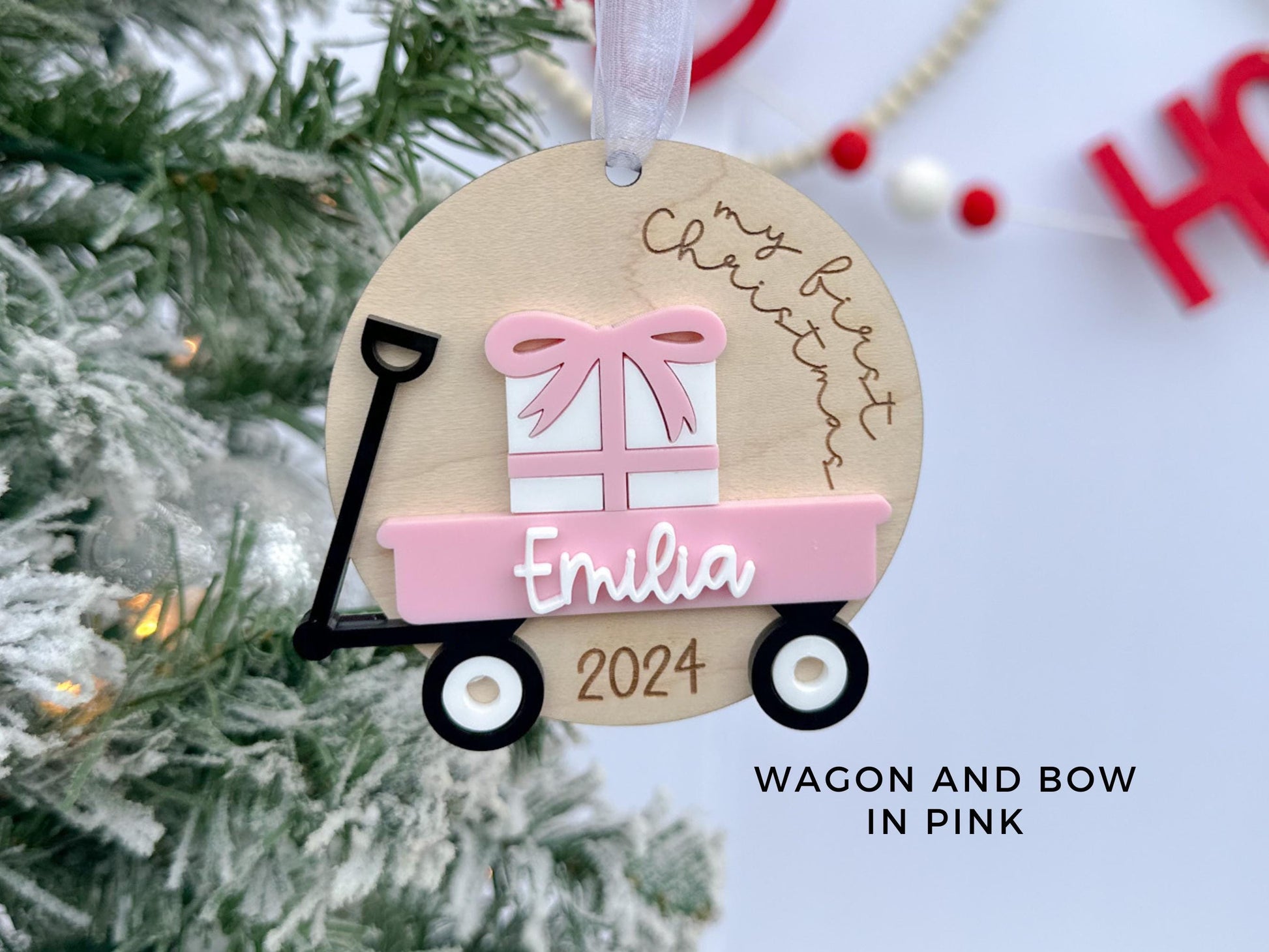Baby's First Christmas 2024 Ornament, My First Christmas Wagon Ornament, Kids Merry Christmas Ornament, Second Christmas Ornament Gift Tag
