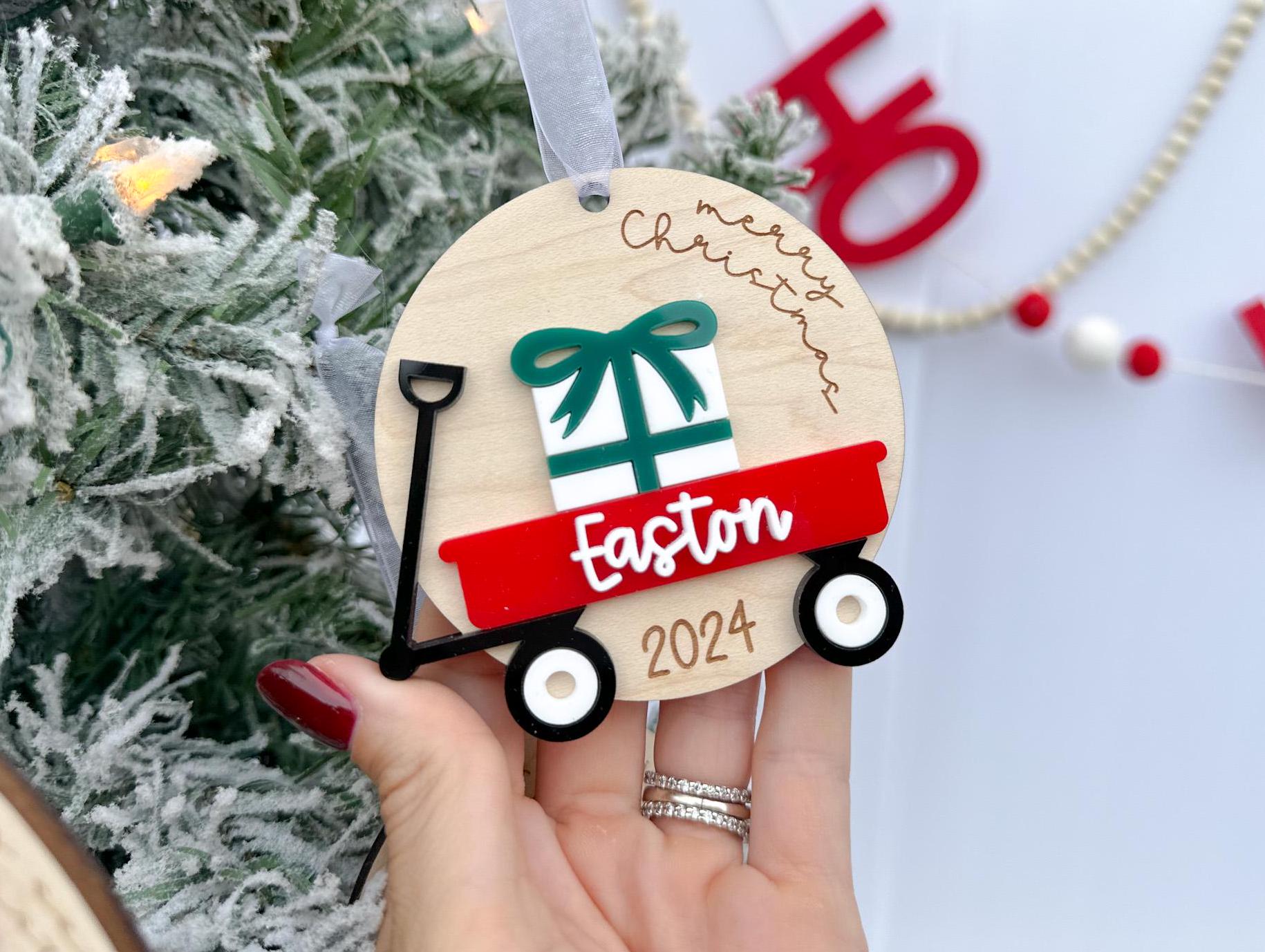 Baby's First Christmas 2024 Ornament, My First Christmas Wagon Ornament, Kids Merry Christmas Ornament, Second Christmas Ornament Gift Tag