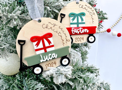 Baby's First Christmas 2024 Ornament, My First Christmas Wagon Ornament, Kids Merry Christmas Ornament, Second Christmas Ornament Gift Tag