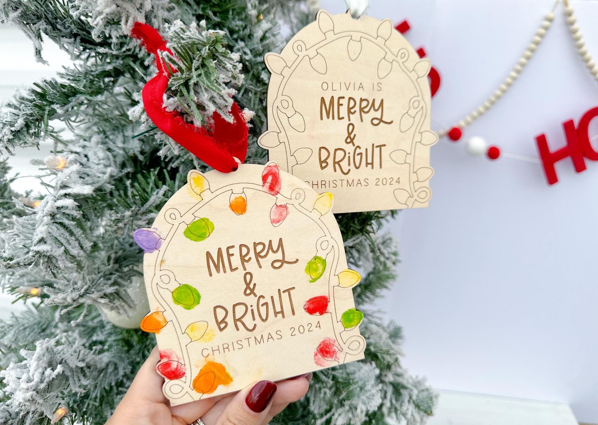Kids Christmas Fingerprint Art Ornament, DIY Christmas Activity, Classroom Gift Christmas Craft, Kids Keepsake Ornament, Gifts Grandparents