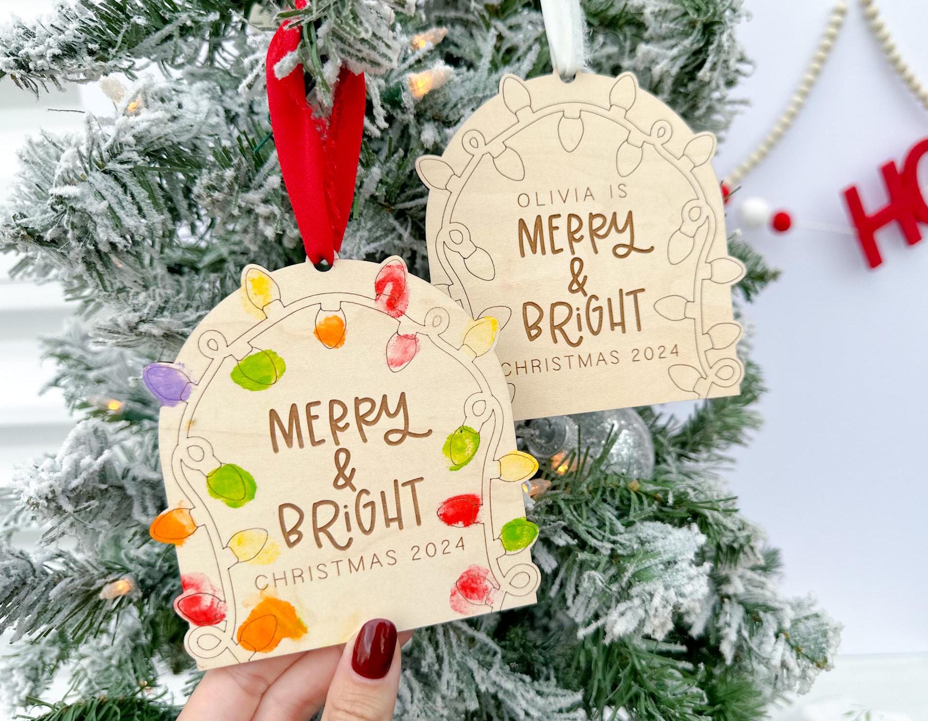 Kids Christmas Fingerprint Art Ornament, DIY Christmas Activity, Classroom Gift Christmas Craft, Kids Keepsake Ornament, Gifts Grandparents