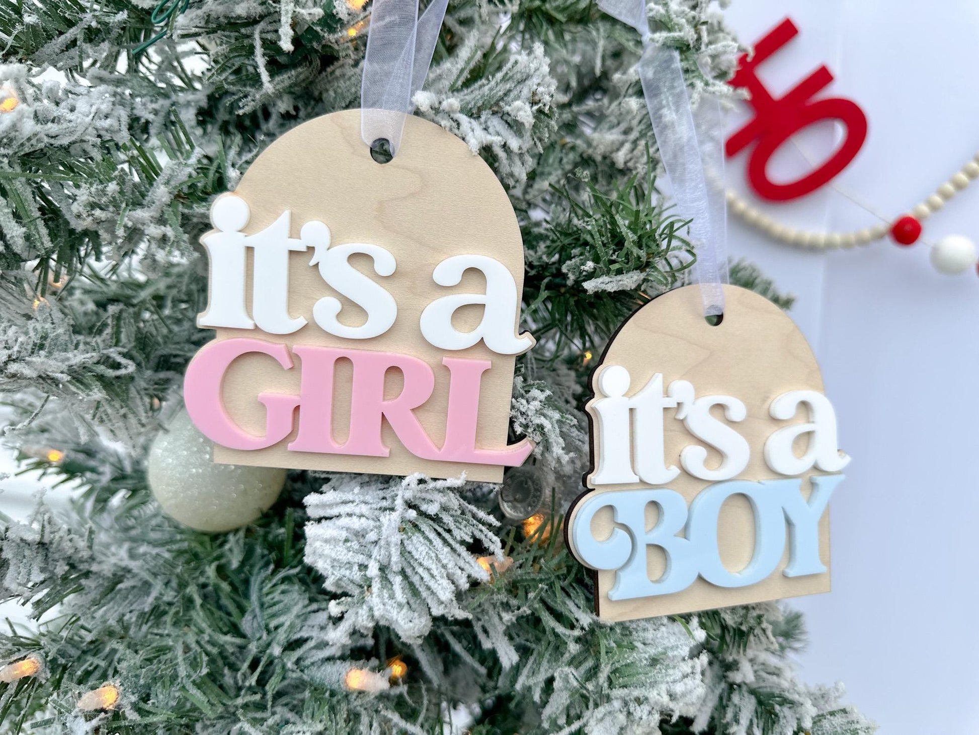 It's A Girl Christmas Ornament, It's a Boy Holiday Gender Reveal Ornament, Pregnancy Announcement, Baby Coming Soon Christmas Ornament