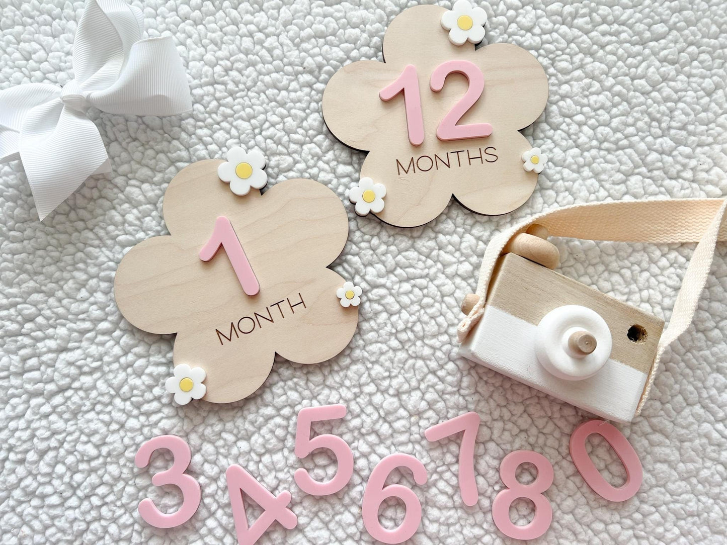 Baby Monthly Daisy Milestone Marker, Interchangeable Flower Monthly Milestone Cards, Gift for Baby Shower Gift, Newborn Photo Prop for girls