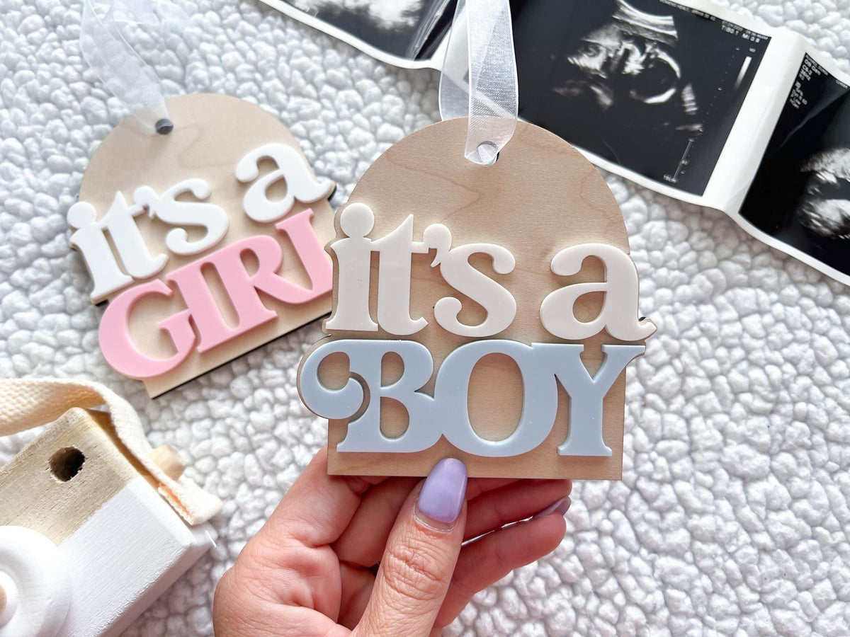 It's a Boy It's A Girl Christmas Ornament, Holiday Gender Reveal Ornament, Pregnancy Announcement, Baby Coming Soon Christmas Ornament