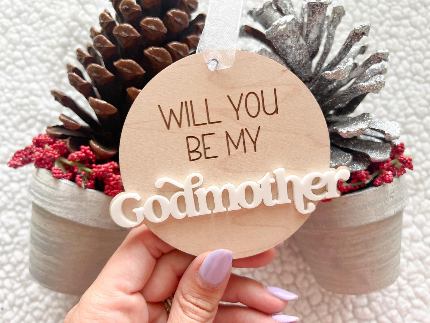 Will you be my Godmother & Godfather Christmas Ornament Set, Godparent Proposal Gift Idea, Godmother Ornament Proposal, Godparents Gift idea