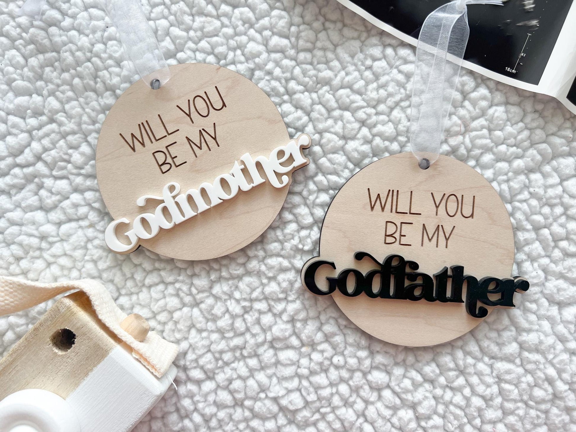 Will you be my Godmother & Godfather Christmas Ornament Set, Godparent Proposal Gift Idea, Godmother Ornament Proposal, Godparents Gift idea