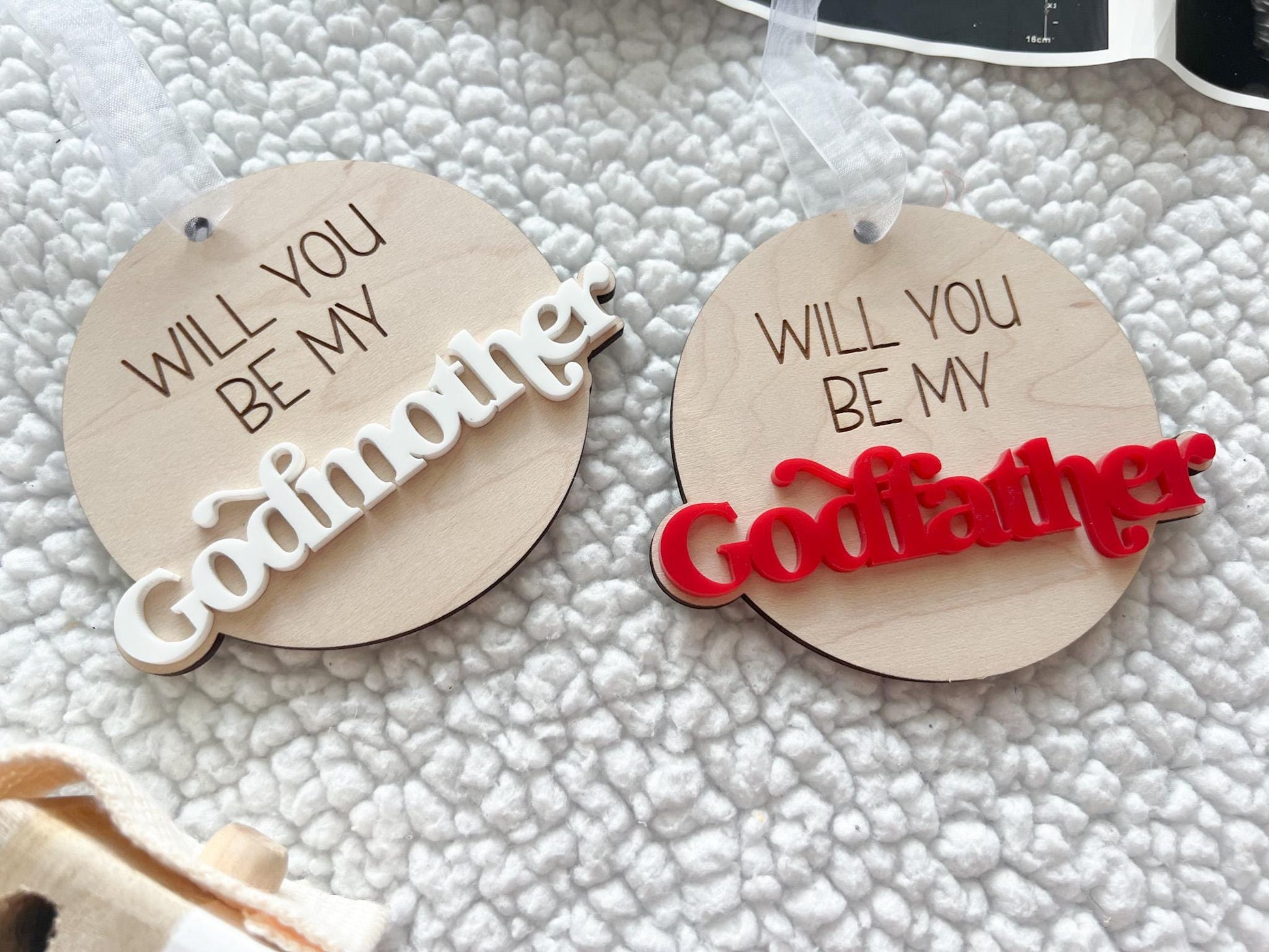 Will you be my Godmother & Godfather Christmas Ornament Set, Godparent Proposal Gift Idea, Godmother Ornament Proposal, Godparents Gift idea