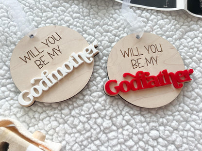 Will you be my Godmother & Godfather Christmas Ornament Set, Godparent Proposal Gift Idea, Godmother Ornament Proposal, Godparents Gift idea