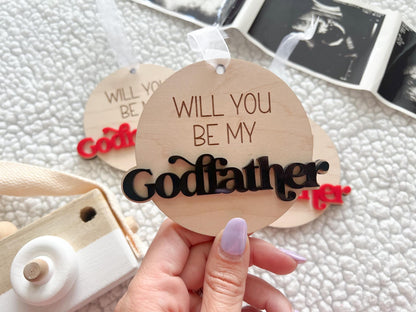 Will you be my Godmother & Godfather Christmas Ornament Set, Godparent Proposal Gift Idea, Godmother Ornament Proposal, Godparents Gift idea