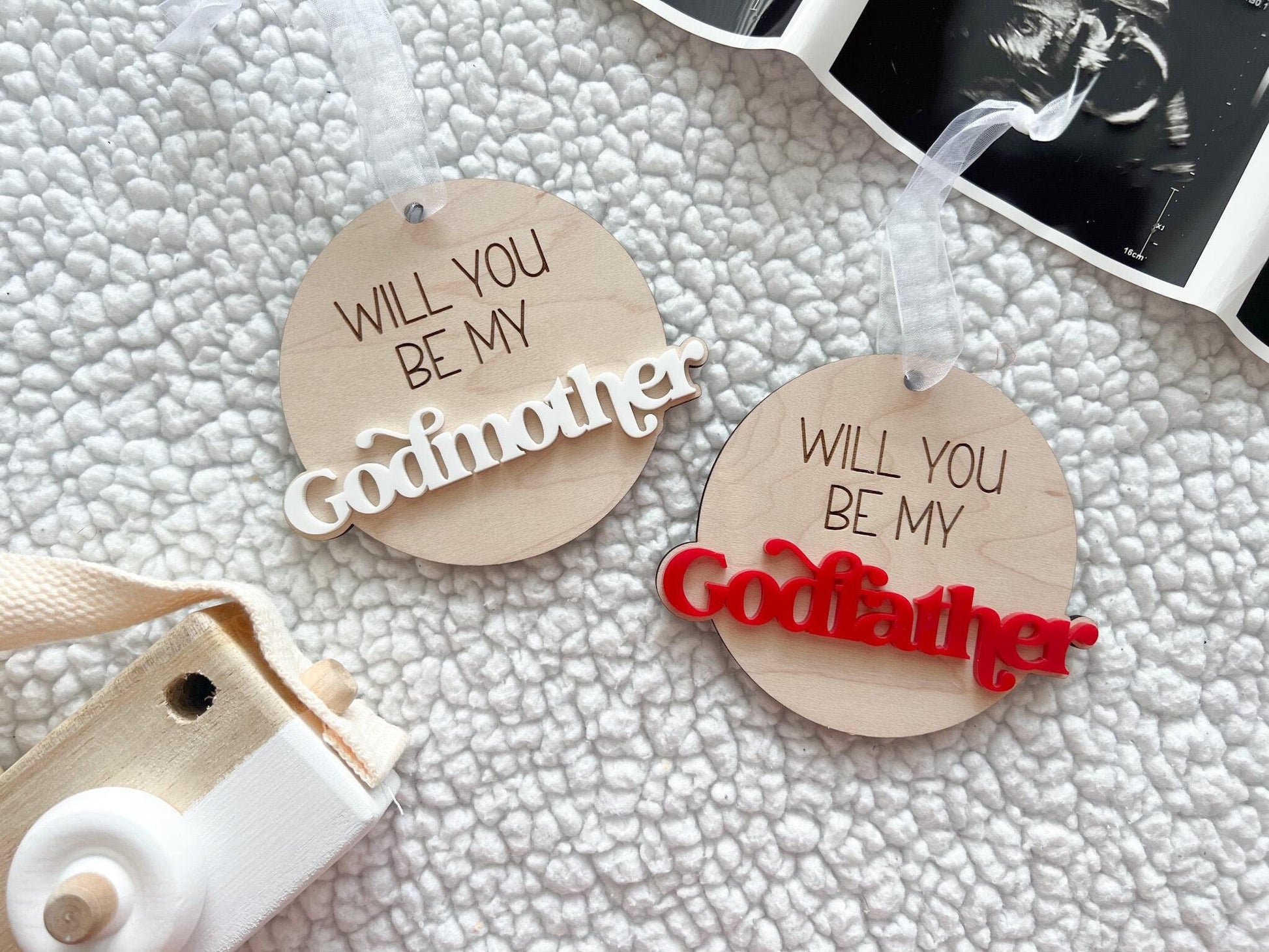 Will you be my Godmother & Godfather Christmas Ornament Set, Godparent Proposal Gift Idea, Godmother Ornament Proposal, Godparents Gift idea