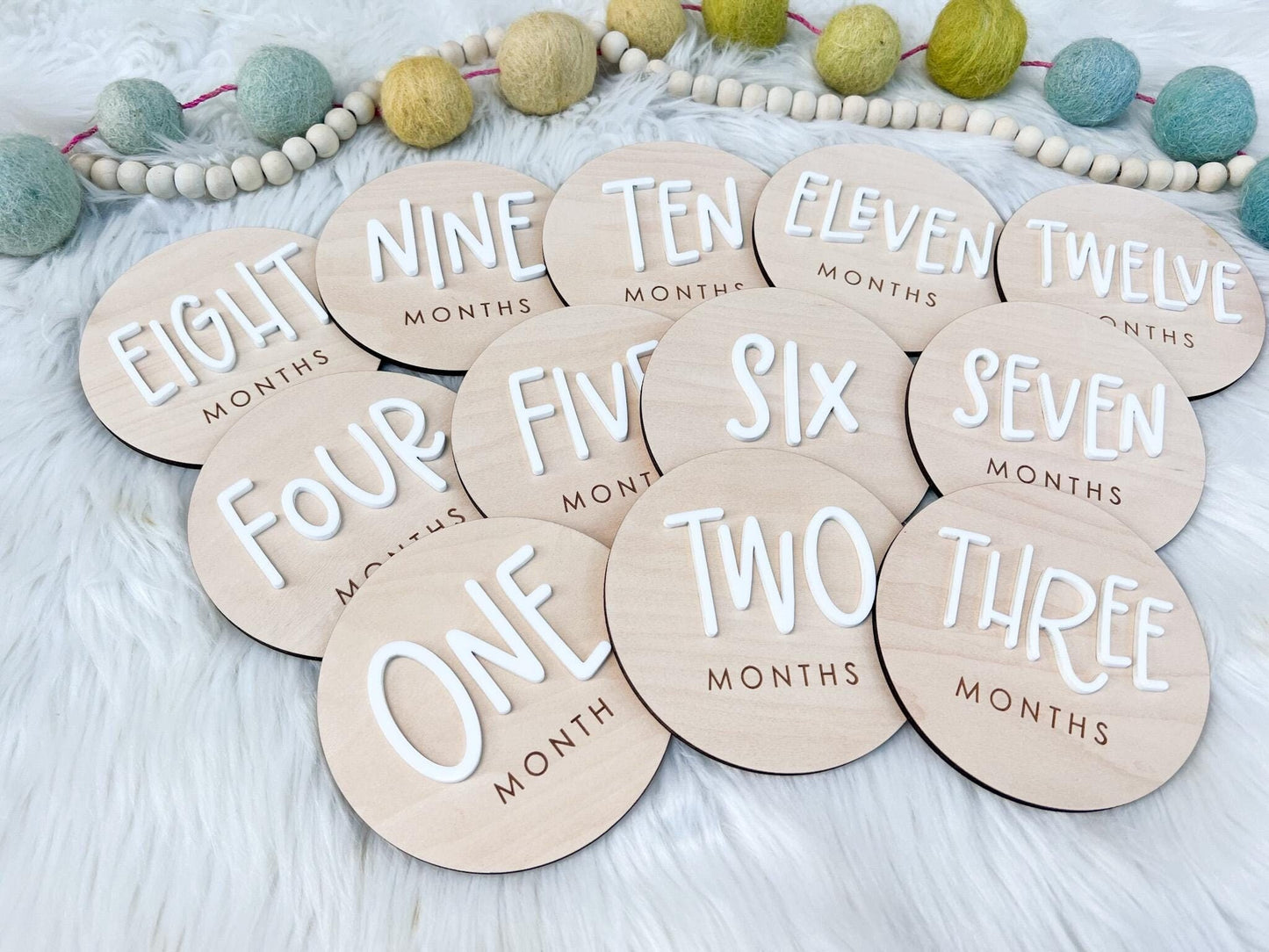Baby Milestone Tracker, 1-12 Monthly Baby milestone cards, Monthly Wooden Milestone Discs, Personalized Month Signs Baby Acrylic Hello