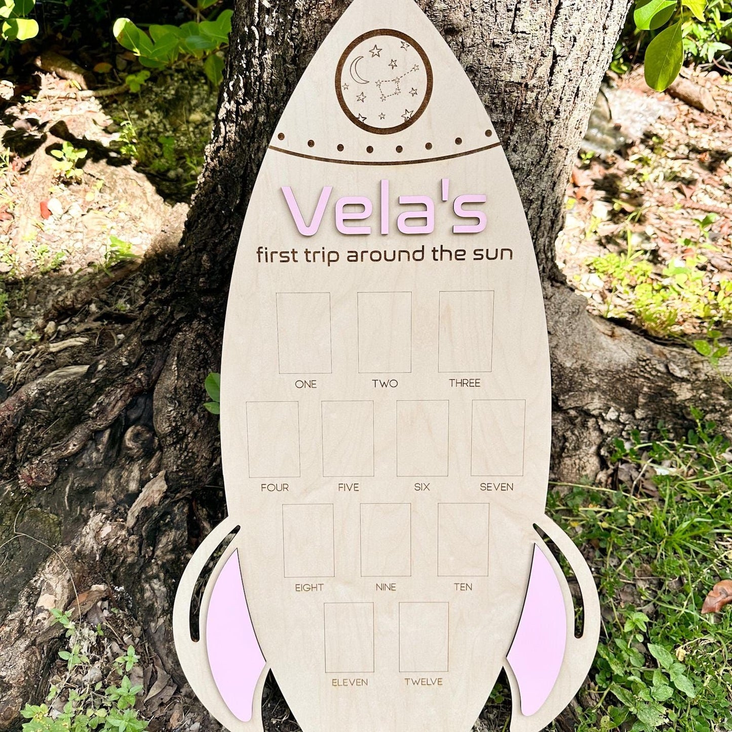 First Trip Around The Sun Monthly Photo Board, Galaxy First Birthday Photo Board, Outer Space Theme Baby First Birthday Rocket Ship Decor