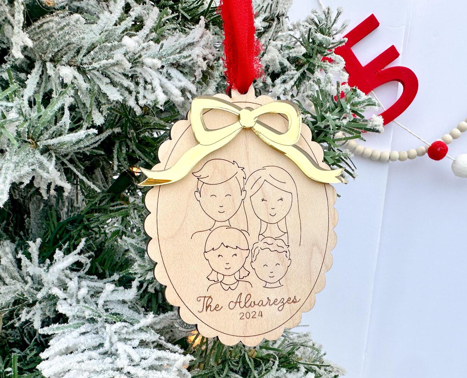Family Ornament 2024, Family Portrait Christmas Ornament, Grandkids Ornament, Yearly Ornament Family Memory, Personalized Christmas Ornament