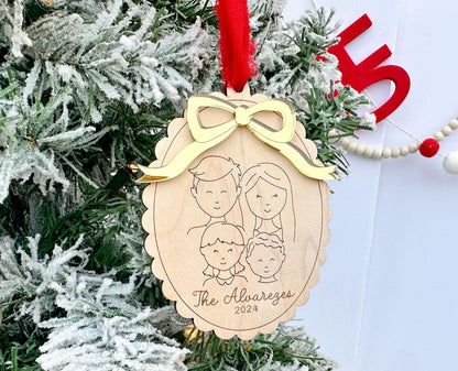 Family Ornament 2024, Family Portrait Christmas Ornament, Grandkids Ornament, Yearly Ornament Family Memory, Personalized Christmas Ornament