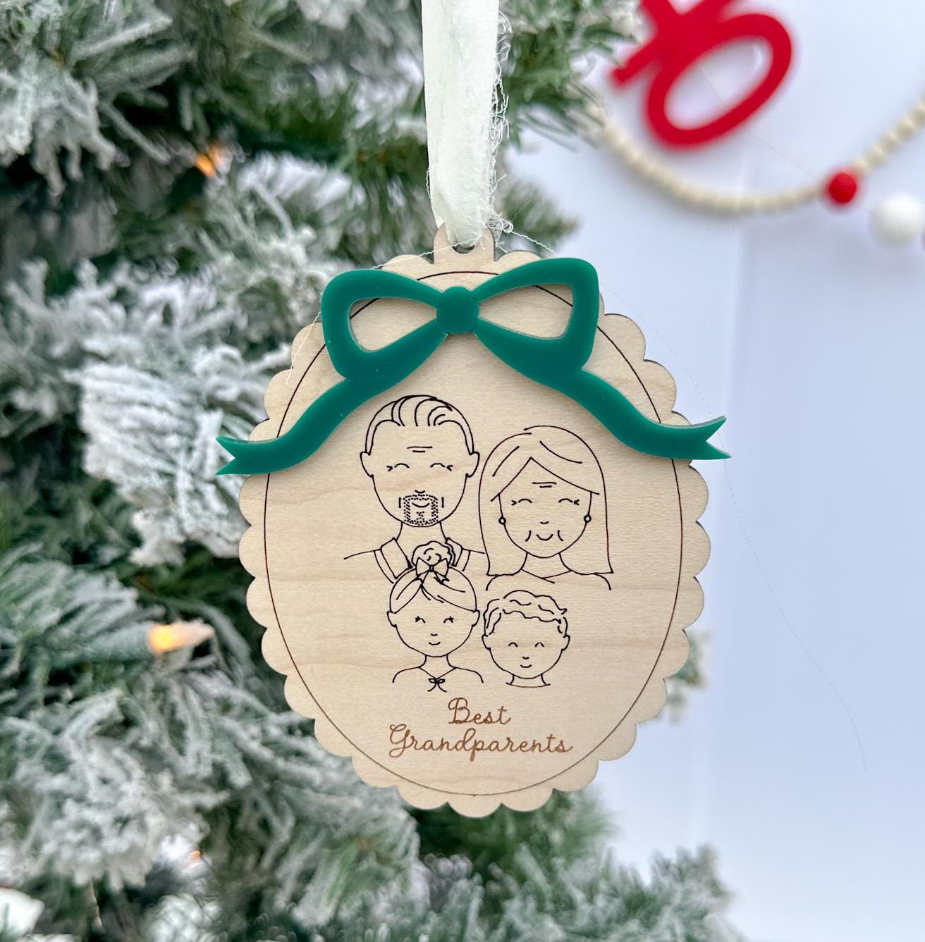 Family Ornament 2024, Family Portrait Christmas Ornament, Grandkids Ornament, Yearly Ornament Family Memory, Personalized Christmas Ornament