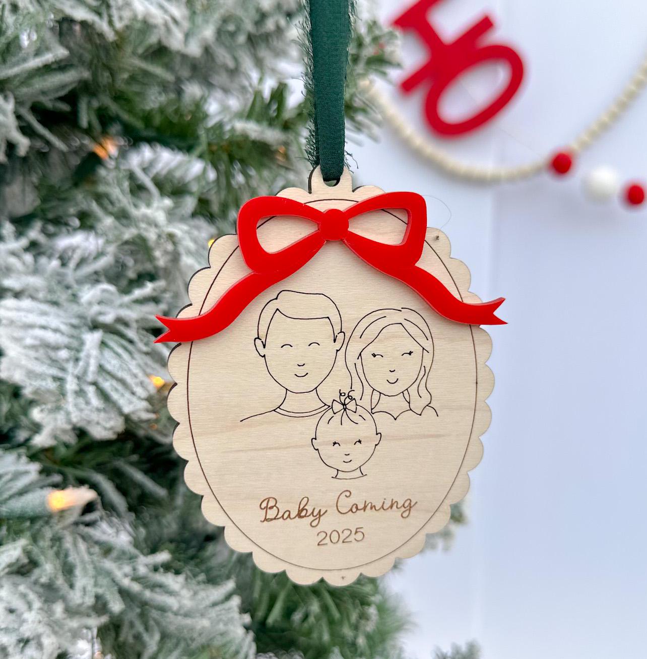 Family Ornament 2024, Family Portrait Christmas Ornament, Grandkids Ornament, Yearly Ornament Family Memory, Personalized Christmas Ornament