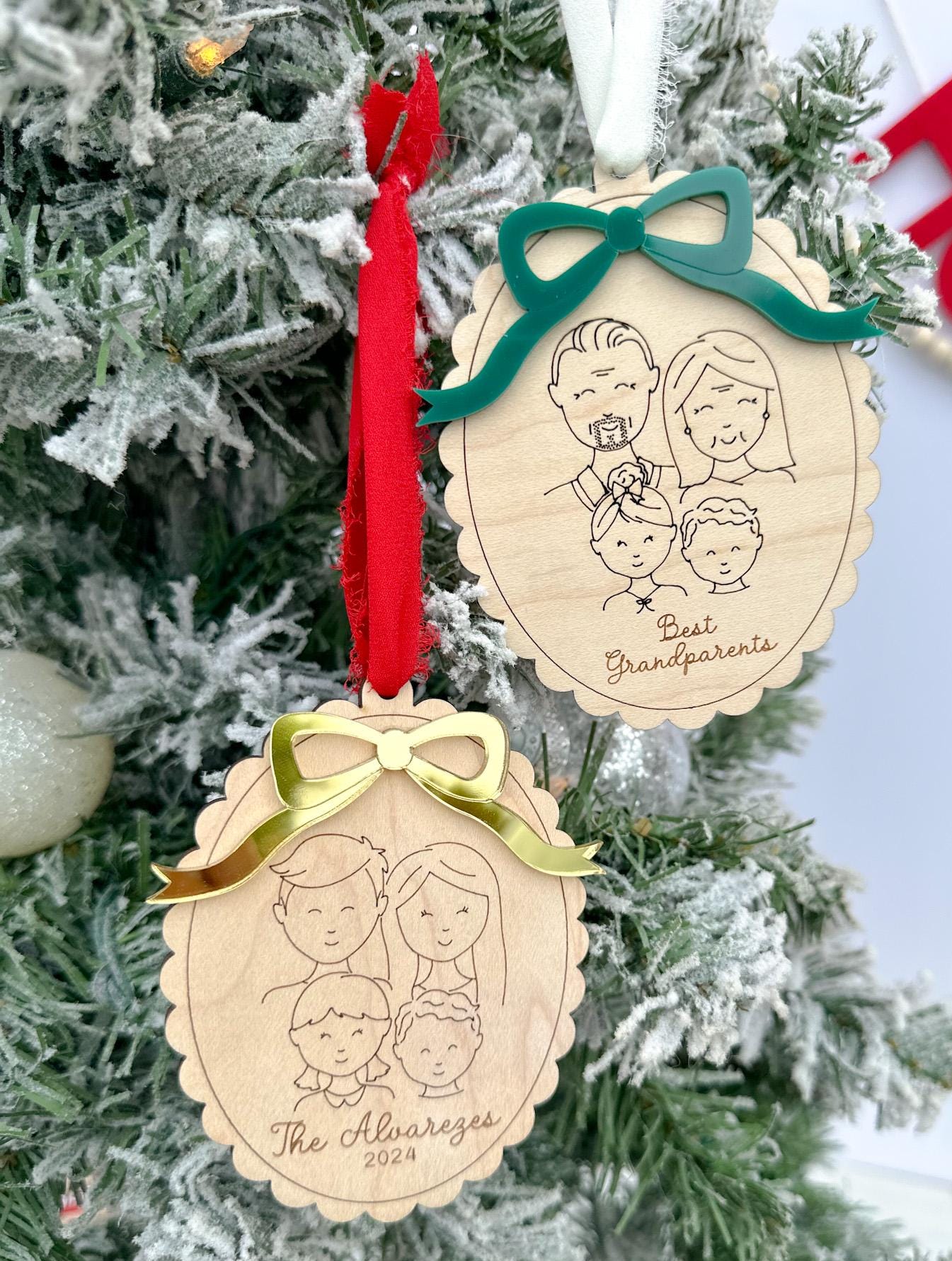 Family Ornament 2024, Family Portrait Christmas Ornament, Grandkids Ornament, Yearly Ornament Family Memory, Personalized Christmas Ornament