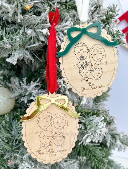 Family Ornament 2024, Family Portrait Christmas Ornament, Grandkids Ornament, Yearly Ornament Family Memory, Personalized Christmas Ornament