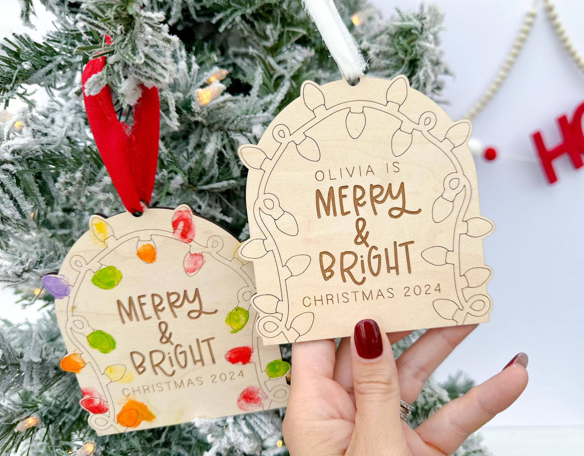Kids Christmas Fingerprint Art Ornament, DIY Christmas Activity, Classroom Gift Christmas Craft, Kids Keepsake Ornament, Gifts Grandparents
