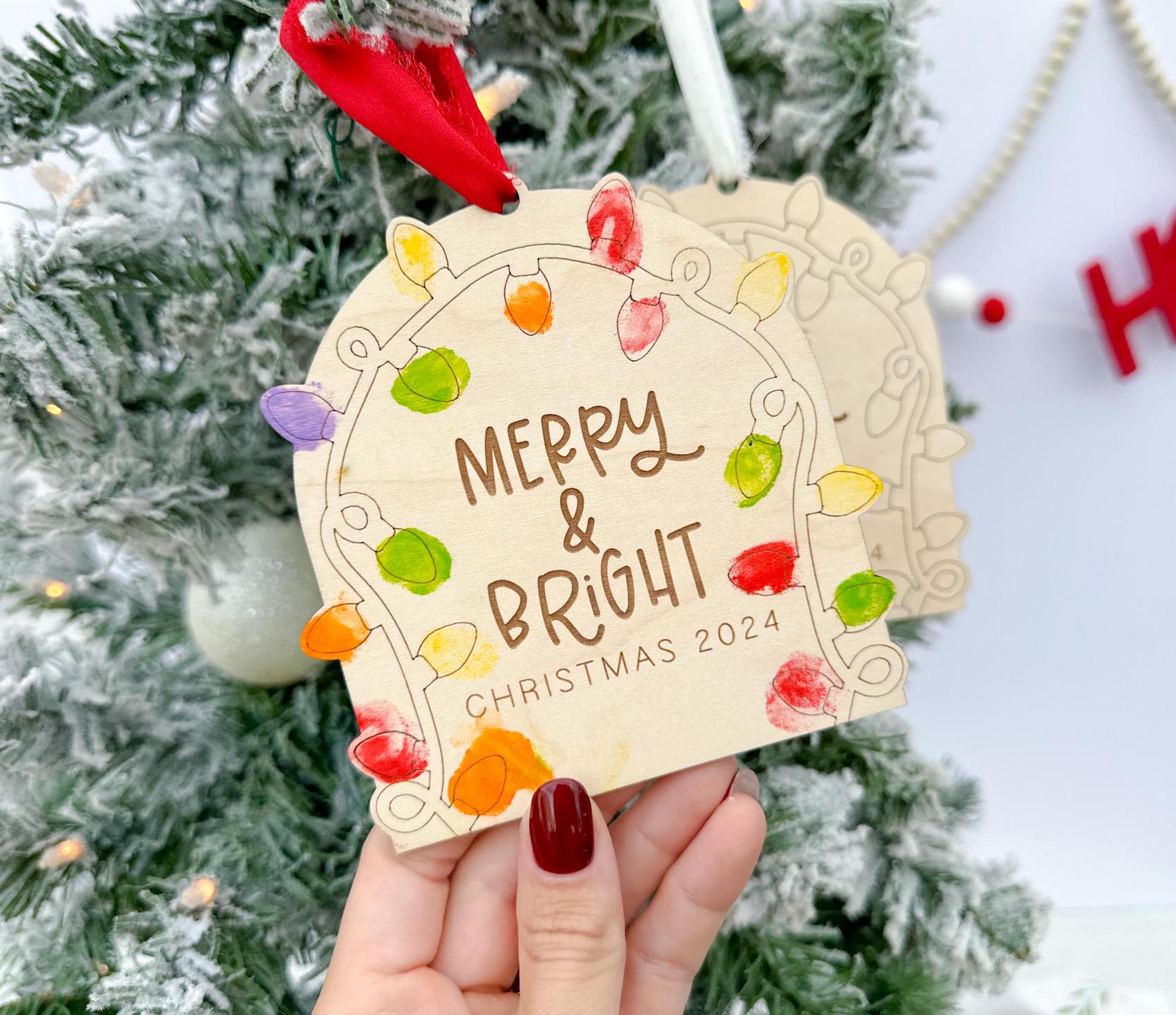 Kids Christmas Fingerprint Art Ornament, DIY Christmas Activity, Classroom Gift Christmas Craft, Kids Keepsake Ornament, Gifts Grandparents