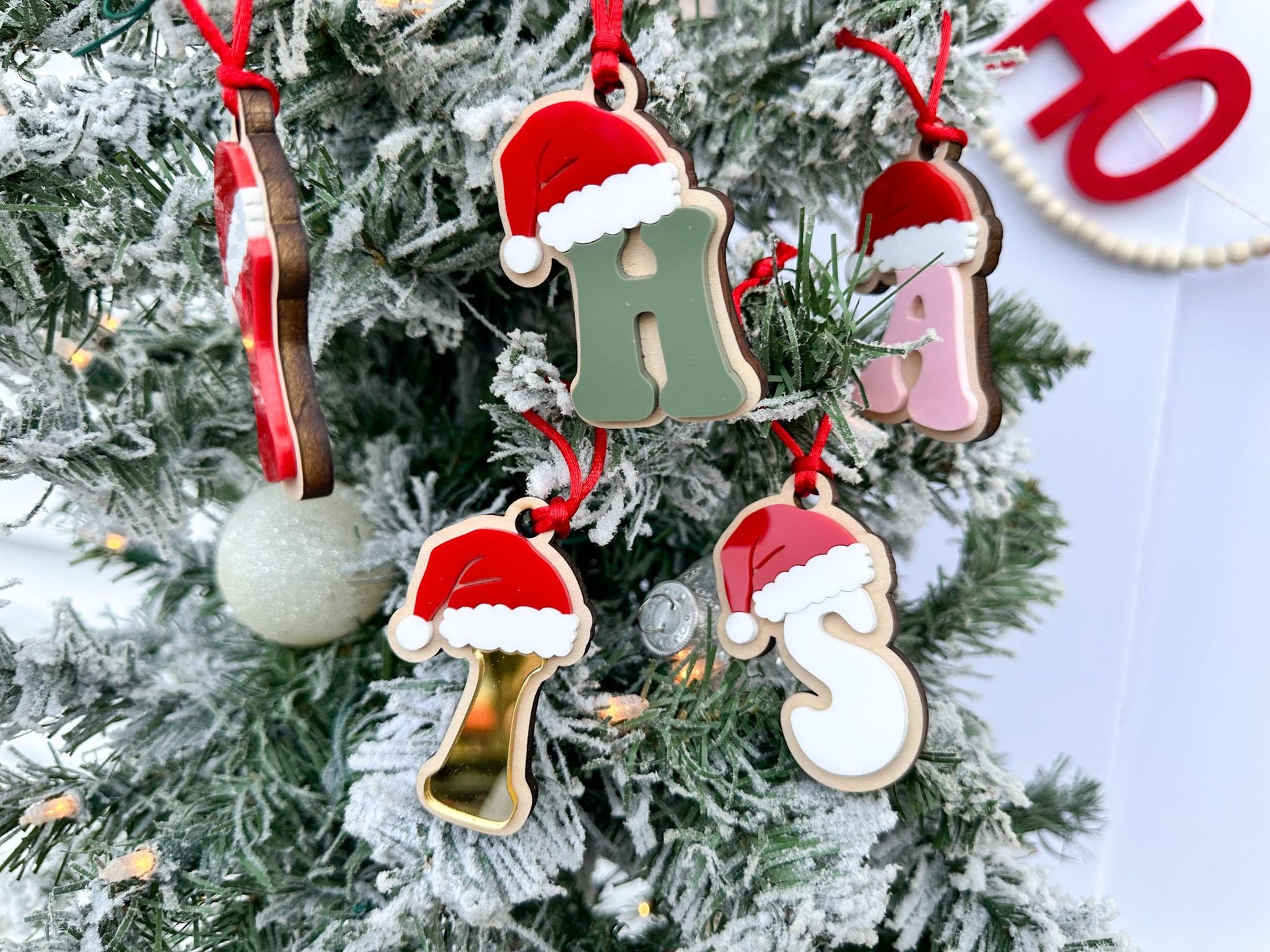 Initial Stocking Tag, Santa Initial Christmas Ornament, Family Stocking Tags, Letter Gift tag for Christmas, Initial Ornament