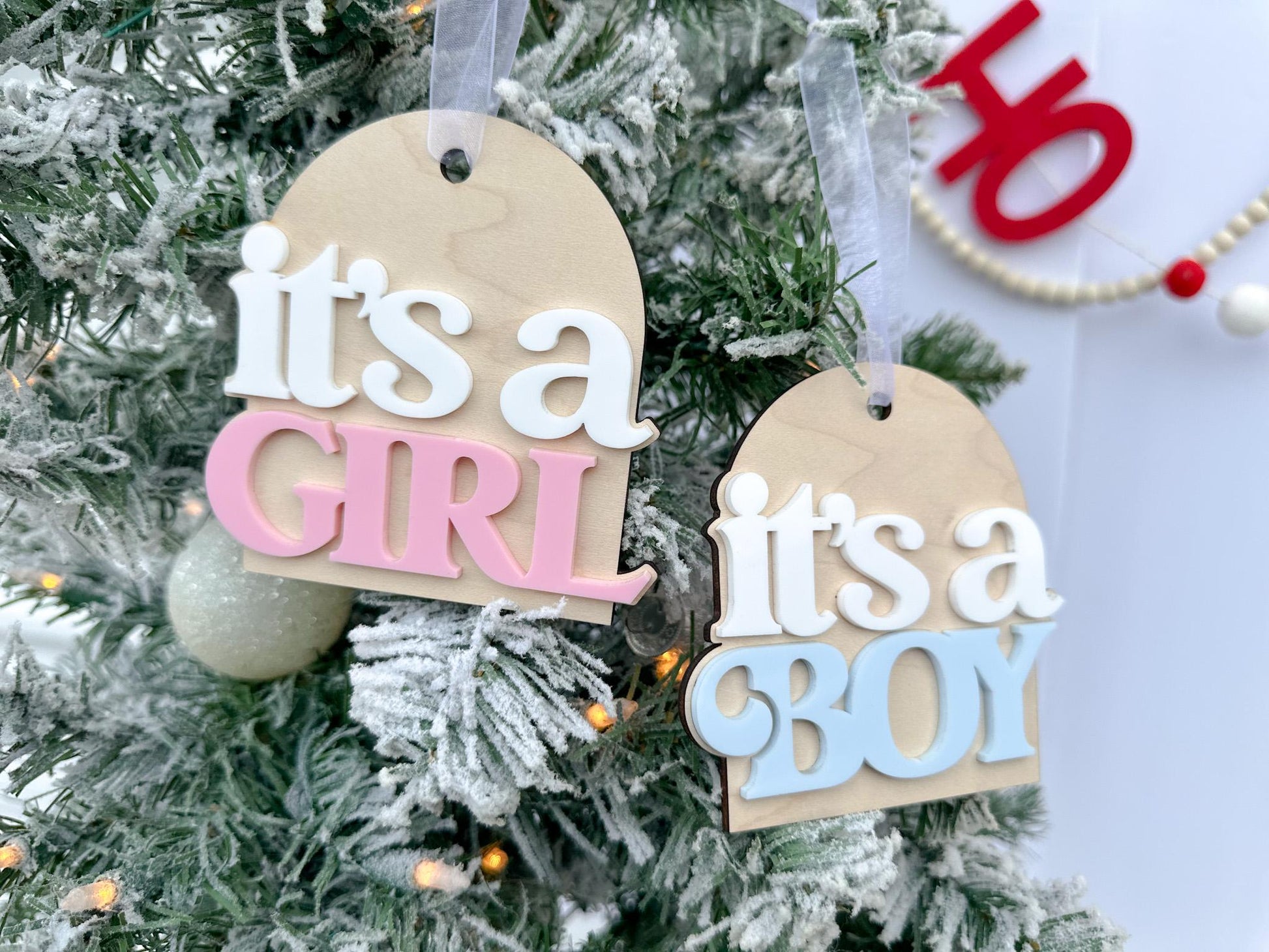 It's A Girl Christmas Ornament, It's a Boy Holiday Gender Reveal Ornament, Pregnancy Announcement, Baby Coming Soon Christmas Ornament