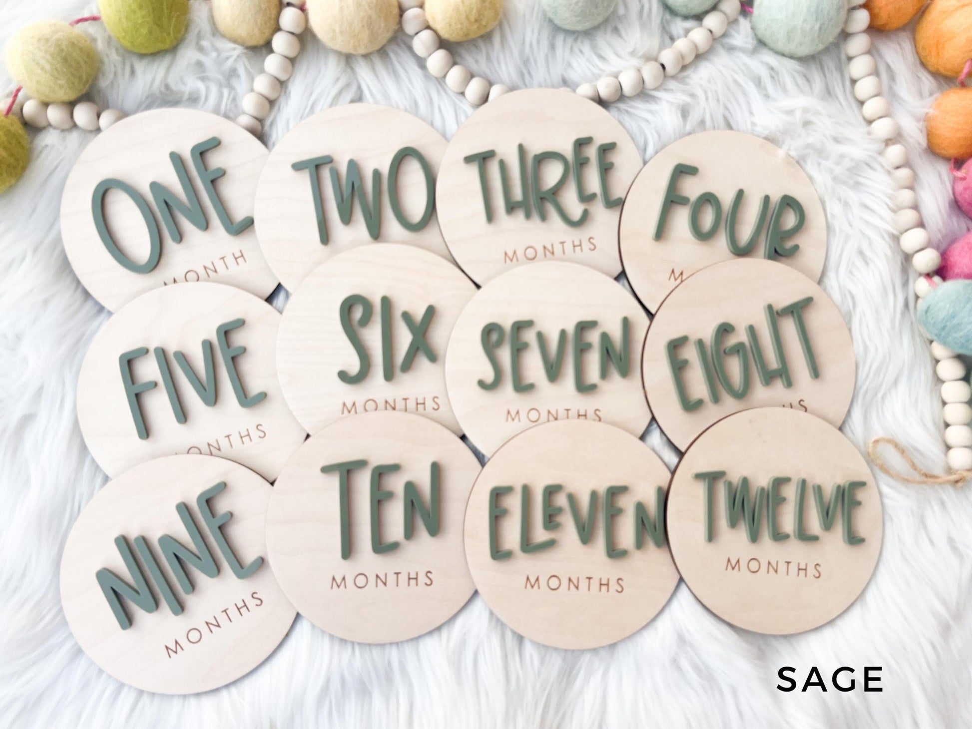 Baby Milestone Tracker, 1-12 Monthly Baby milestone cards, Monthly Wooden Milestone Discs, Personalized Month Signs Baby Acrylic Hello