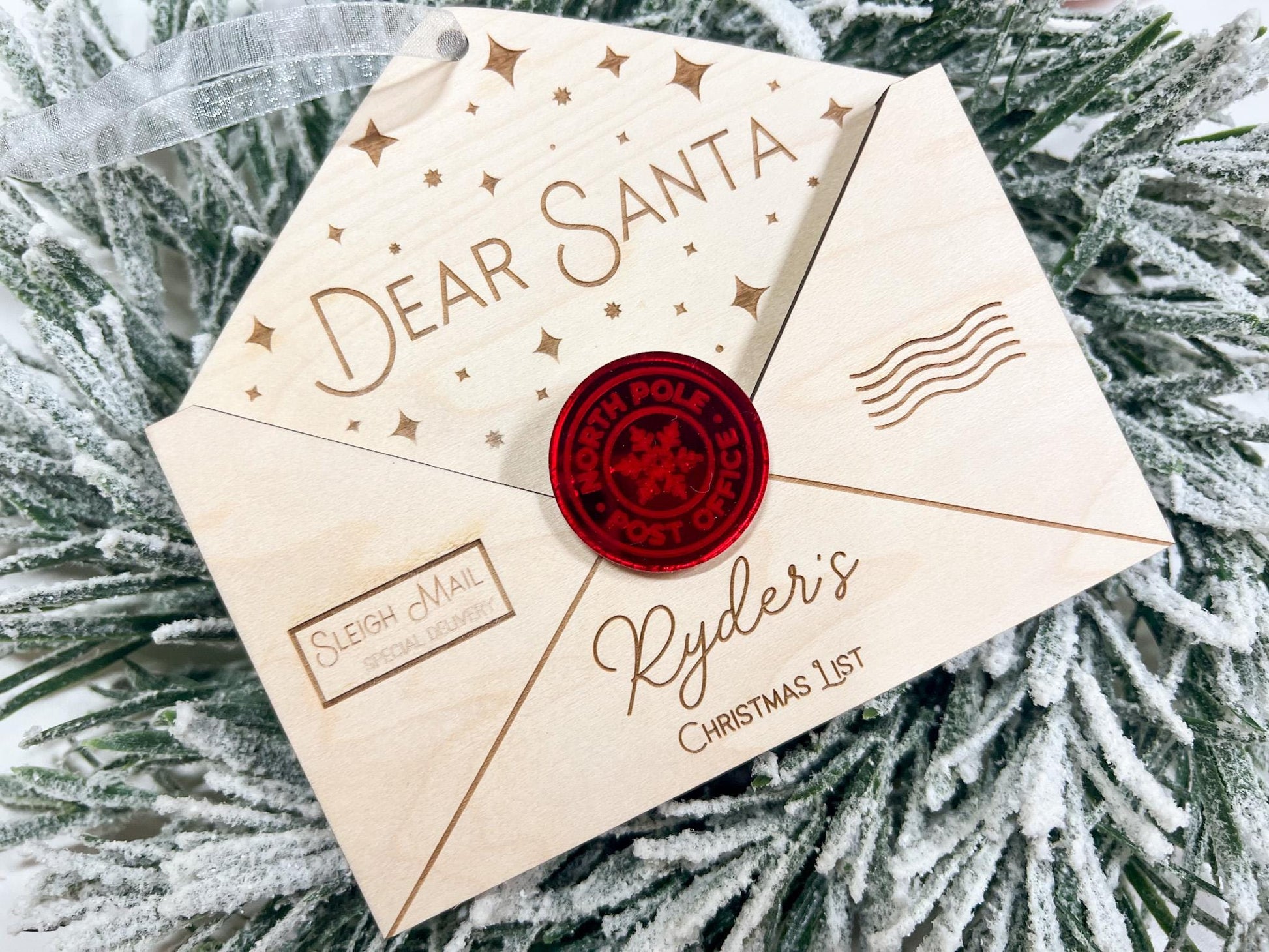 Letter To Santa, Dear Santa Envelope Ornament for Children's Wish List, Kids Christmas List Envelope for Santa Mail, Message to Santa