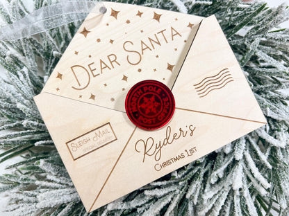 Letter To Santa, Dear Santa Envelope Ornament for Children's Wish List, Kids Christmas List Envelope for Santa Mail, Message to Santa
