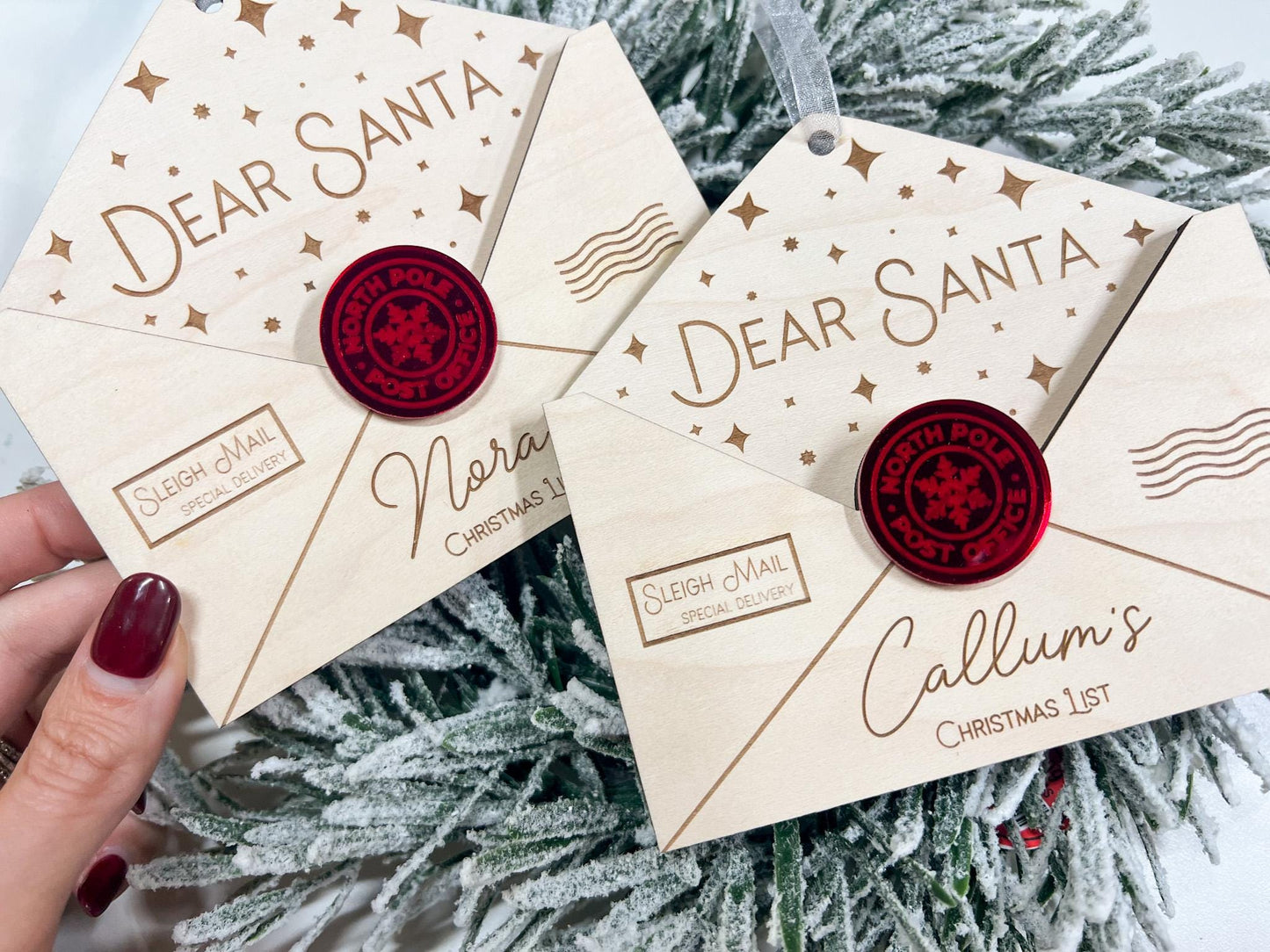 Letter To Santa, Dear Santa Envelope Ornament for Children's Wish List, Kids Christmas List Envelope for Santa Mail, Message to Santa