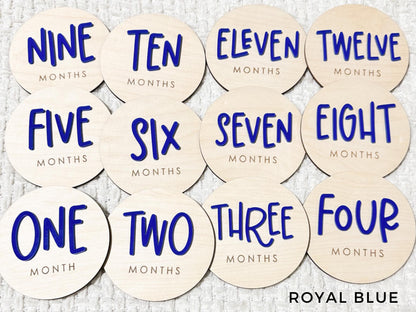 Baby Milestone Tracker, 1-12 Monthly Baby milestone cards, Monthly Wooden Milestone Discs, Personalized Month Signs Baby Acrylic Hello
