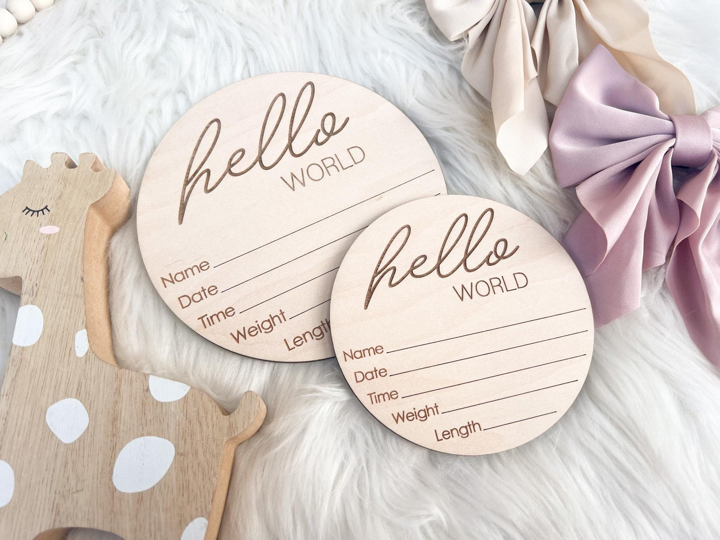 Gender Reveal Sign for Hospital, Hello World Baby Sign, Baby Announcement Sign Gender Neutral, Engraved Birth Announcement Sign