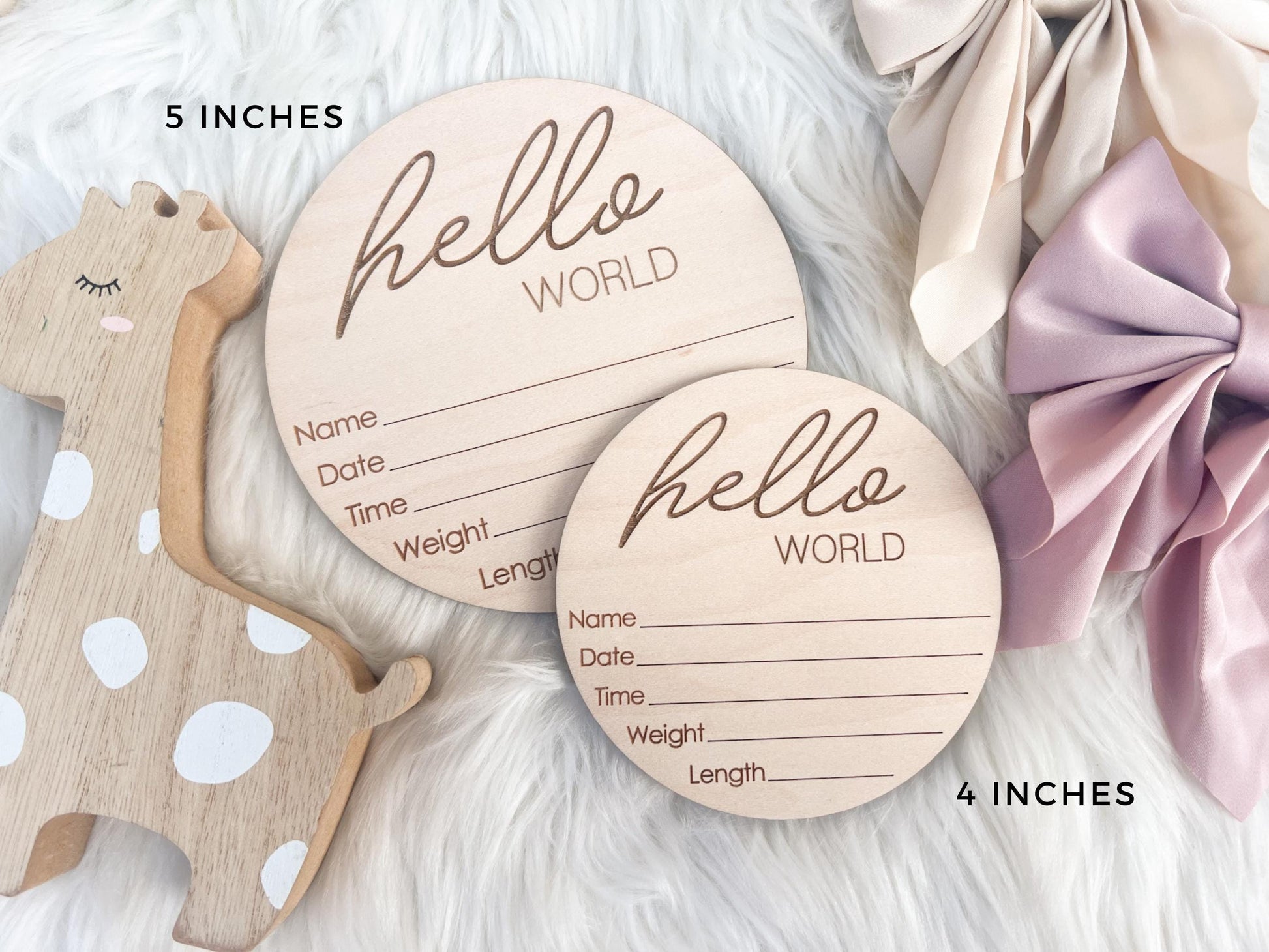 Gender Reveal Sign for Hospital, Hello World Baby Sign, Baby Announcement Sign Gender Neutral, Engraved Birth Announcement Sign