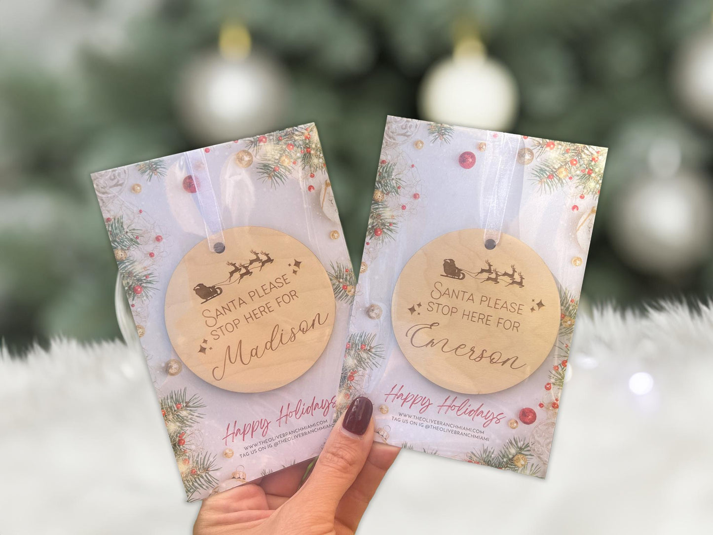 Santa Please Stop Here Ornament, Stop here for Santa Sign for Kids, Santa stop here, Personalized Kids Christmas Ornament, Stocking tag