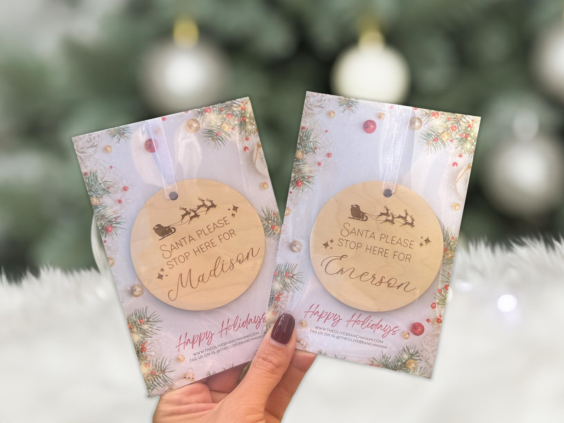 Santa Please Stop Here Ornament, Stop here for Santa Sign for Kids, Santa stop here, Personalized Kids Christmas Ornament, Stocking tag