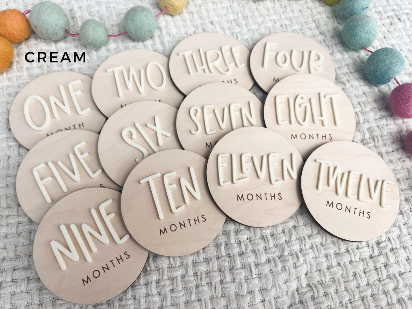 Baby Milestone Tracker, 1-12 Monthly Baby milestone cards, Monthly Wooden Milestone Discs, Personalized Month Signs Baby Acrylic Hello